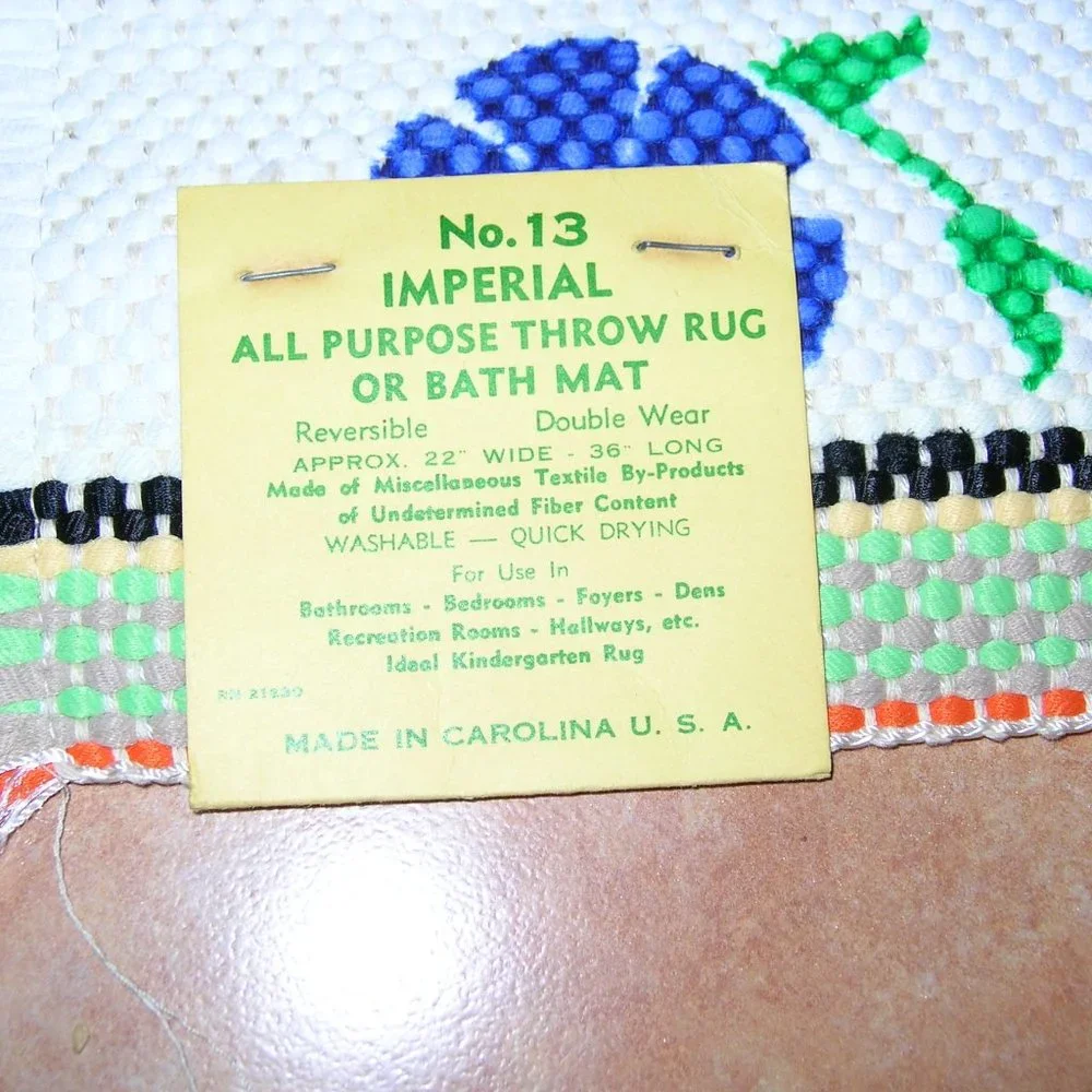 Vintage IMPERIAL ALL PURPOSE THROW RUG BATH MAT REVERSIBLE 22x36 N